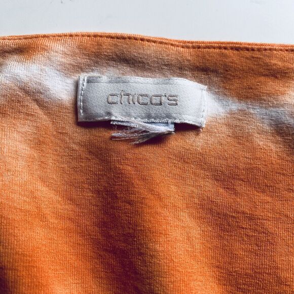 Chicos Dress Size Medium Orange Tie Dye Maxi Sleeveless Summer Sundress - Picture 4 of 4